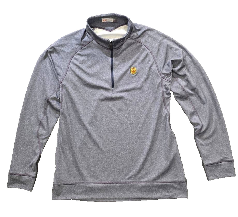 KJUS Pullover Shirt Gray 1/4 Zip Long Sleeve L Athletic Golf Crest A010374